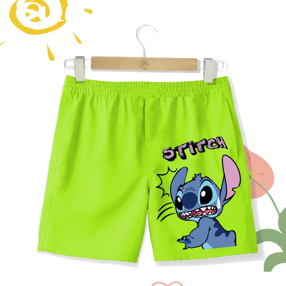 Children's Beach Shorts Soft Smooth Cartoon Printed Stitch Pants Children's Clothing Mother and Baby Suitable for Boys and Girl