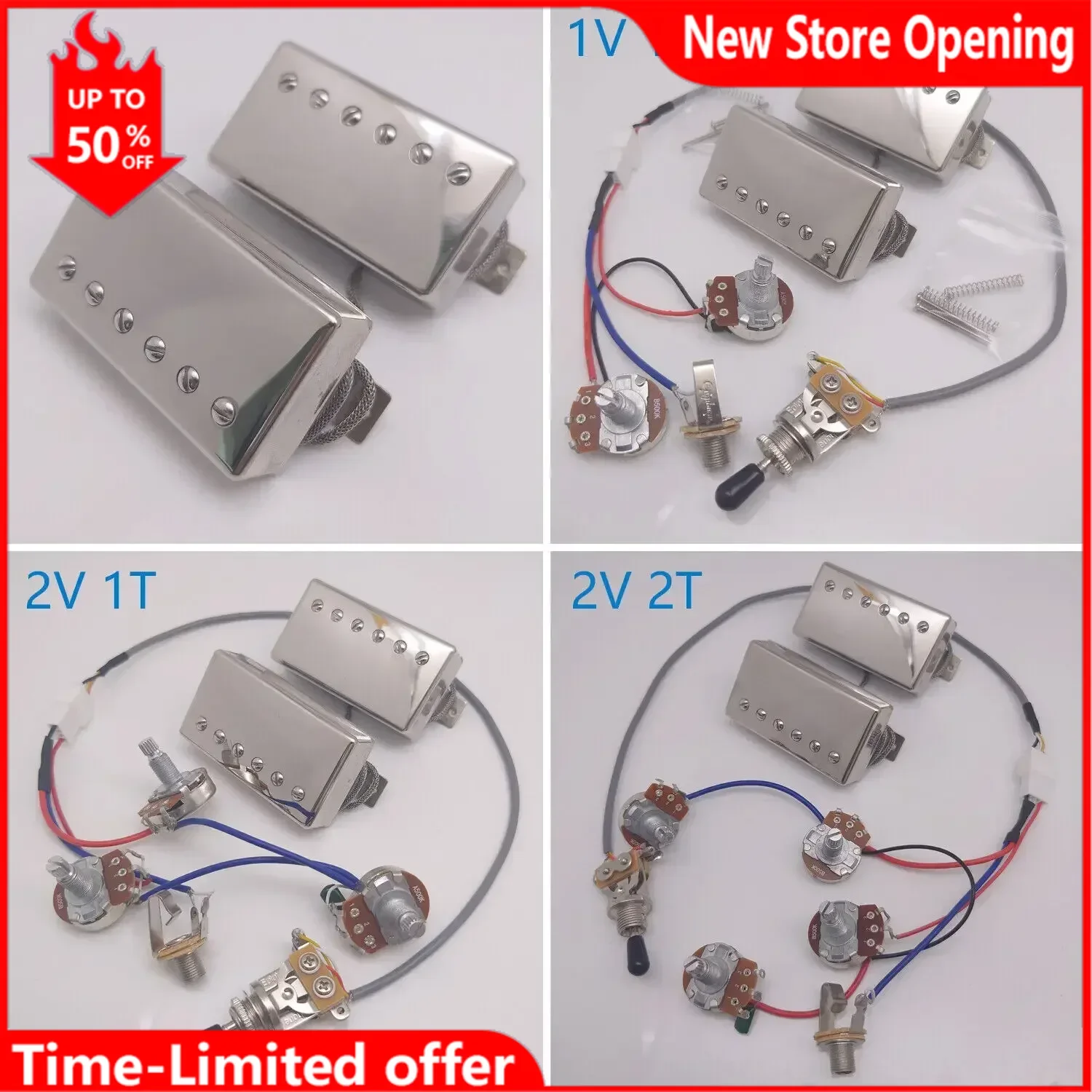 

Alnico V Classic 57 Guitar Humbucker Pickup Bridge&Neck Chrome with Wiring Harness 1V1T/2V1T/2V2T Set fot TL Guitar