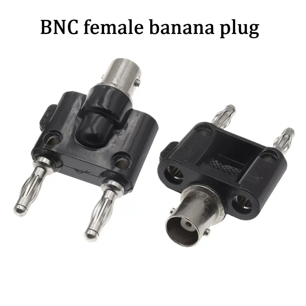2PCS Nickel Plated BNC Male Female To Dual Banana Plug 4mm Q9 BNC Female To Double Banana Jack for Multimeter Test