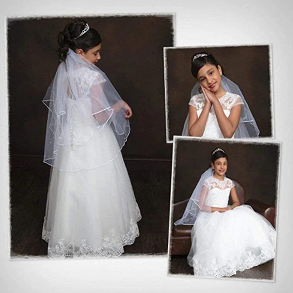 HYGLJL Lace Flower Girl Dress First Communion Baptism Dresses For Girls Robe Floor-Length Appliques Ball Gown with Beading