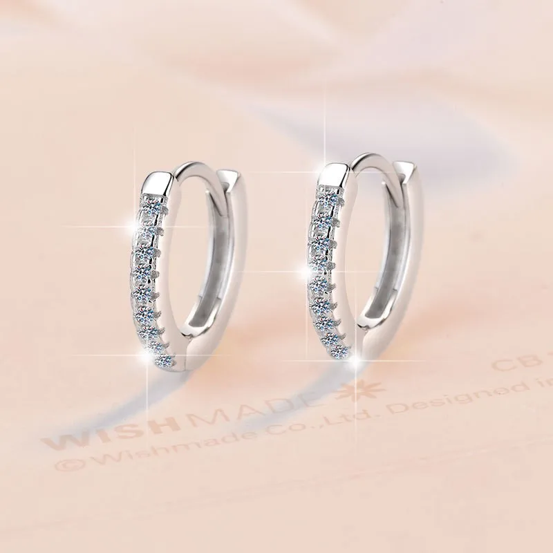 ZFSILVER S925 Silver Korean Fashion Trendy Moissanite Fine Smiple Row Earrings Jewelry For Charms Girl Women Match-all GiftD0058