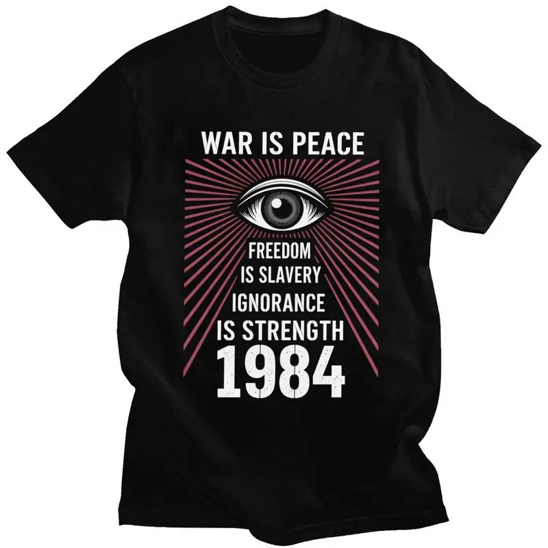 1984 George Orwell Big Brother camiseta para hombres 100% Camiseta de algodón pantalón corto Casual manga camiseta Slim Fit ropa regalo
