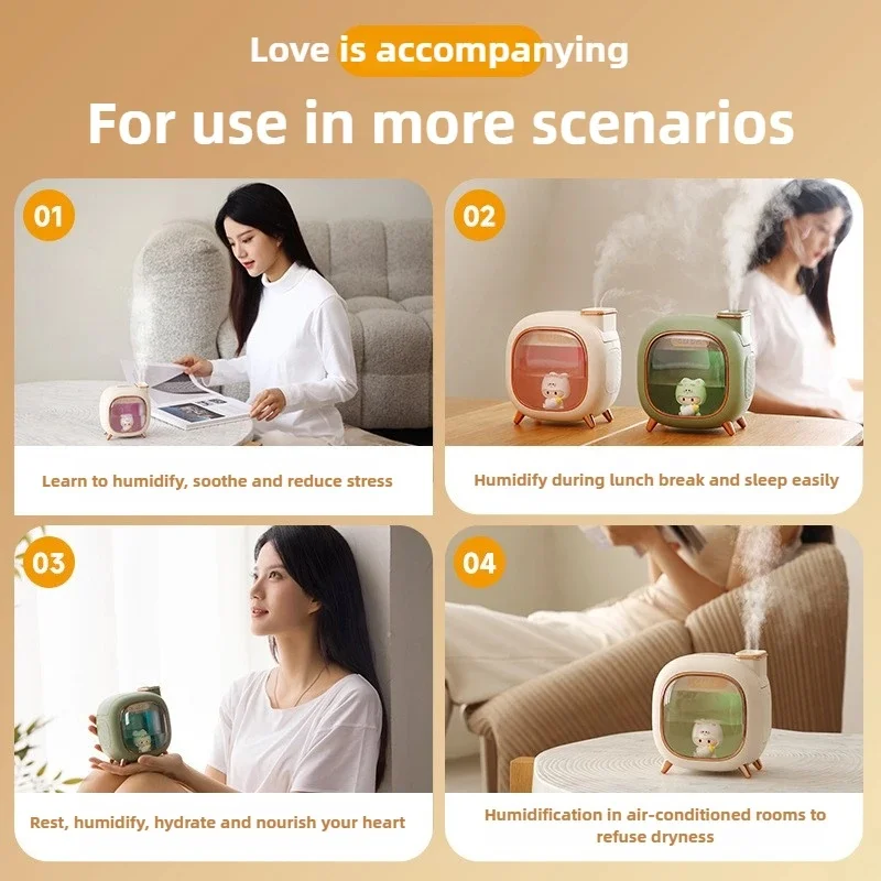 Cartoon Dolls Ultrasonic Air Humidifier 500ML Large Capacity Aroma Essential Oil Diffuser USB Colourful Breathing Night Lights