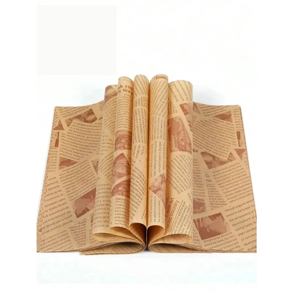 50 قطعة ورق مقاوم للزيت ورق تغليف الطعام الخبز ساندويتش برغر البطاطس المقلية الغذاء التفاف أطباق الورق حصيرة الملحقات