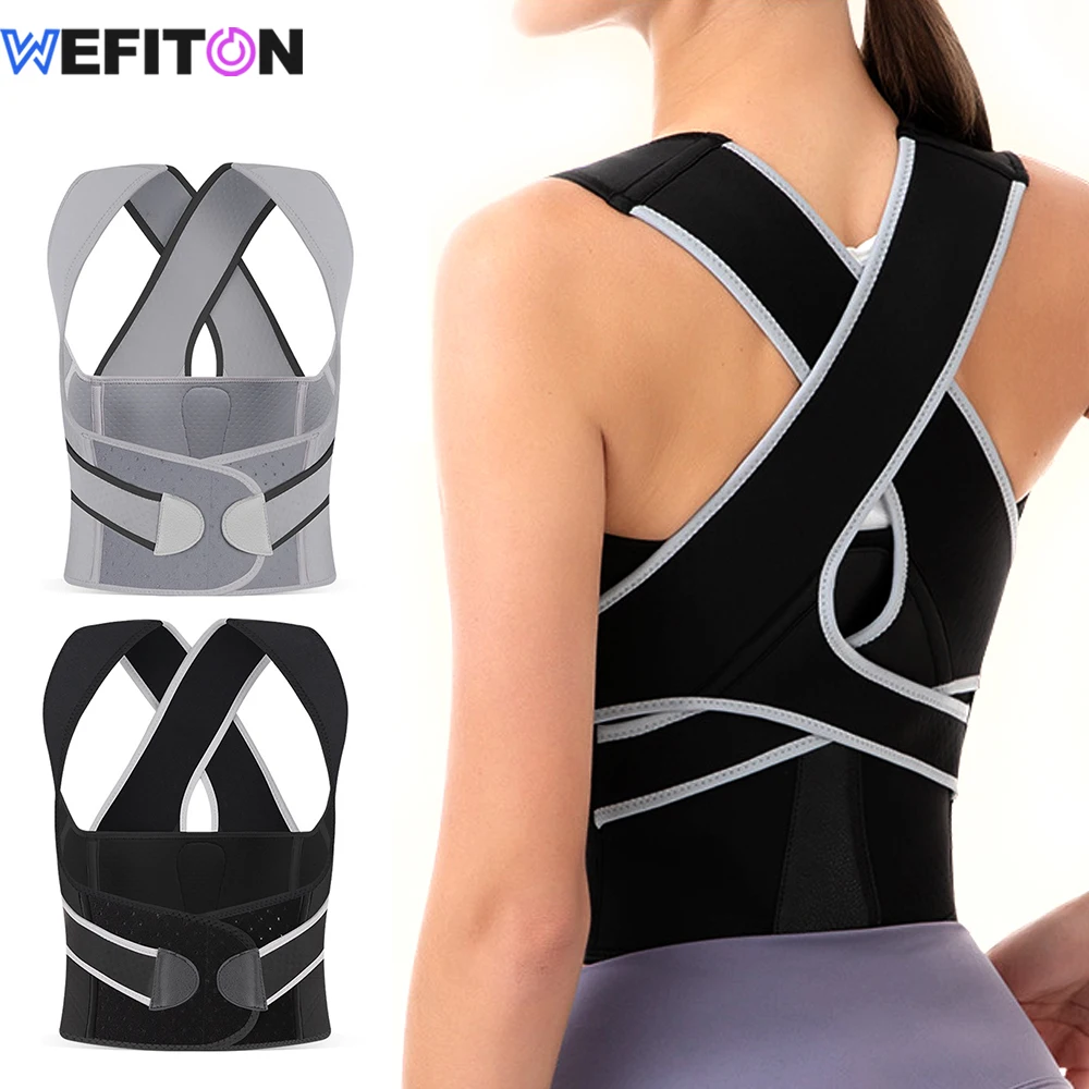 

Корректор осанки для женщин и мужчин, улучшенная поддержка полной спины - регулируемый выпрямитель плеч для улучшения осанки спины