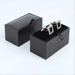 Black PU Leather Geschenk Box for Manschettenknopfe Cufflinks Storage Box Jewellery Cuff Links Gift Organizer Packaging Box Case