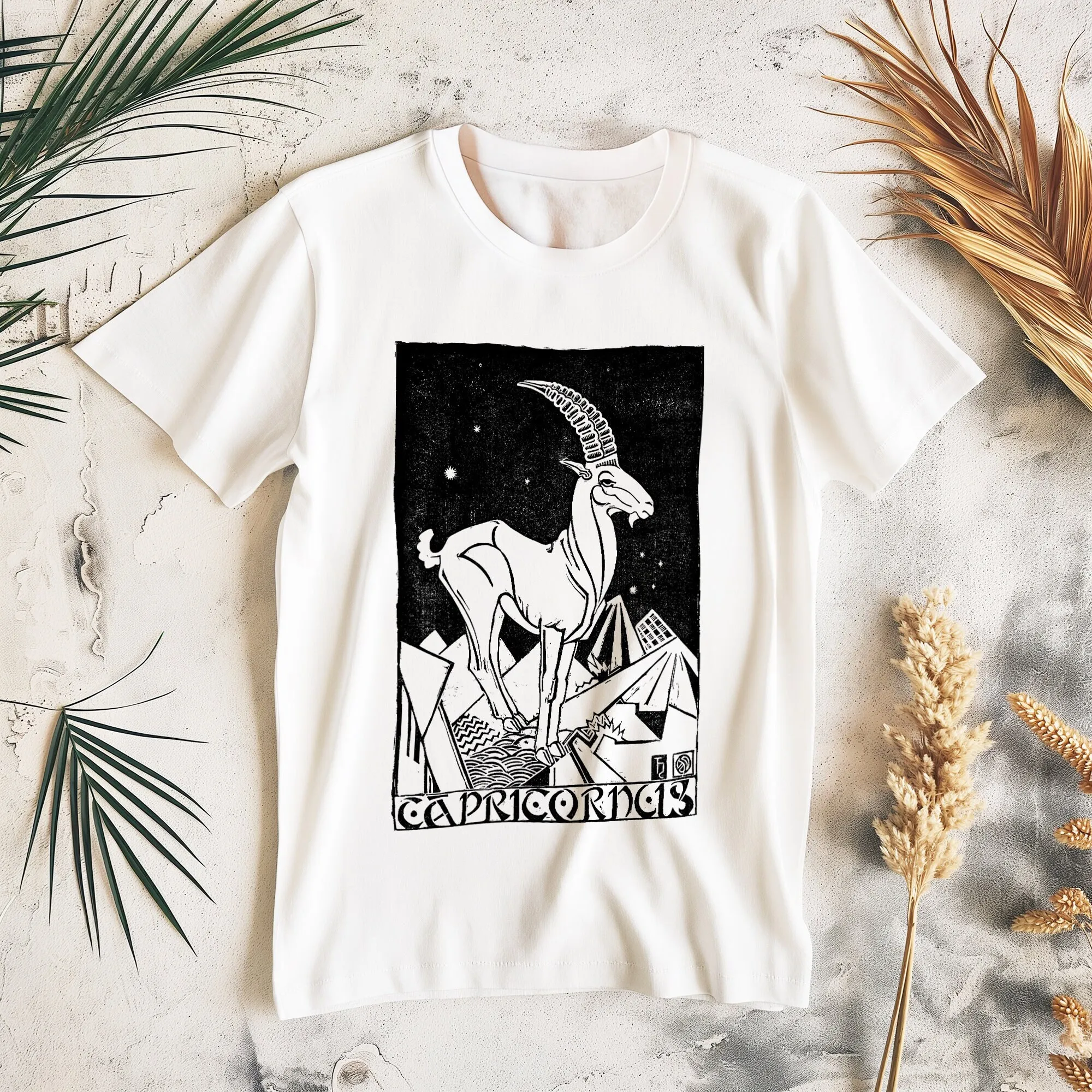 Capricorn T Shirt Adult Organic Cotton Vintage Astrology Art Aesthetic Clothing