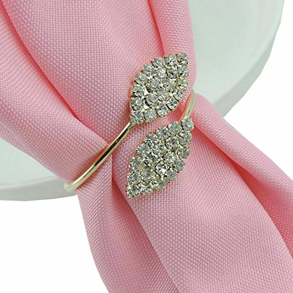 6Pcs/Lot Wedding Banquet Dinner Napkin Ring Exquisite Flower Rhinestone Holder Hotel Restaurant Dedicated Mouth Cloth Supplies