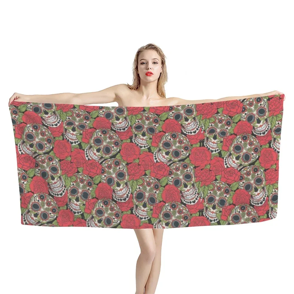 Sugar Skull Microfiber Quick Dry Beach Towel Pattern 3D Print Oversized Beach Blanket Sand Free Surf Towel Lightweight Women Men - view 3