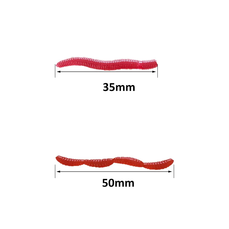 WESTBASS 50PCS Red Worm Baits 35mm 50mm Soft Earthworm leurres Silicone Fishing Lures Rubber Bionic Grub cebos suave Köder pesca