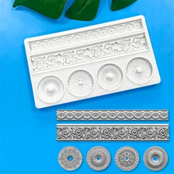 DIY European Style Silicone Molds Retro Love Flower Vine Embossed Dry Pace Cake Border Decoration Clay Tool Baking Resin Mold