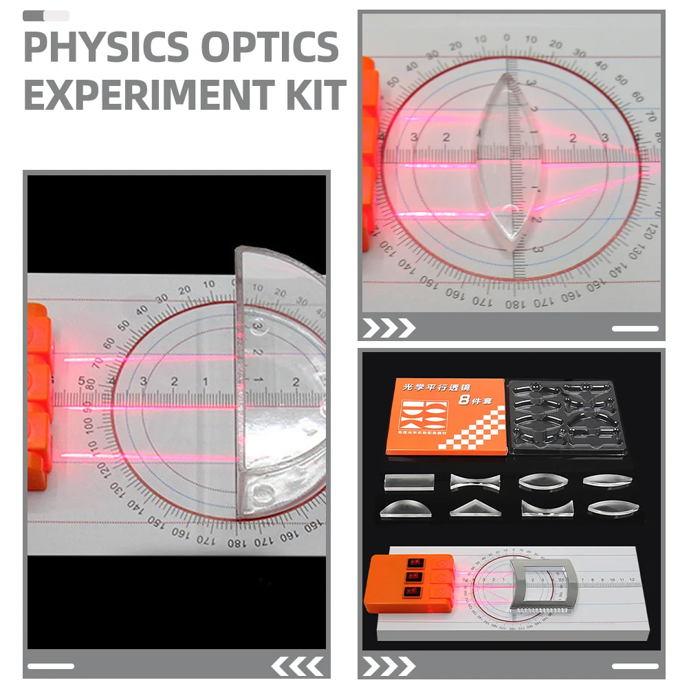 Optical Experiment Kit Prism 3 Light Source Apparatus Physics Convex Lenses Reflectors Refraction Multifunction Educational