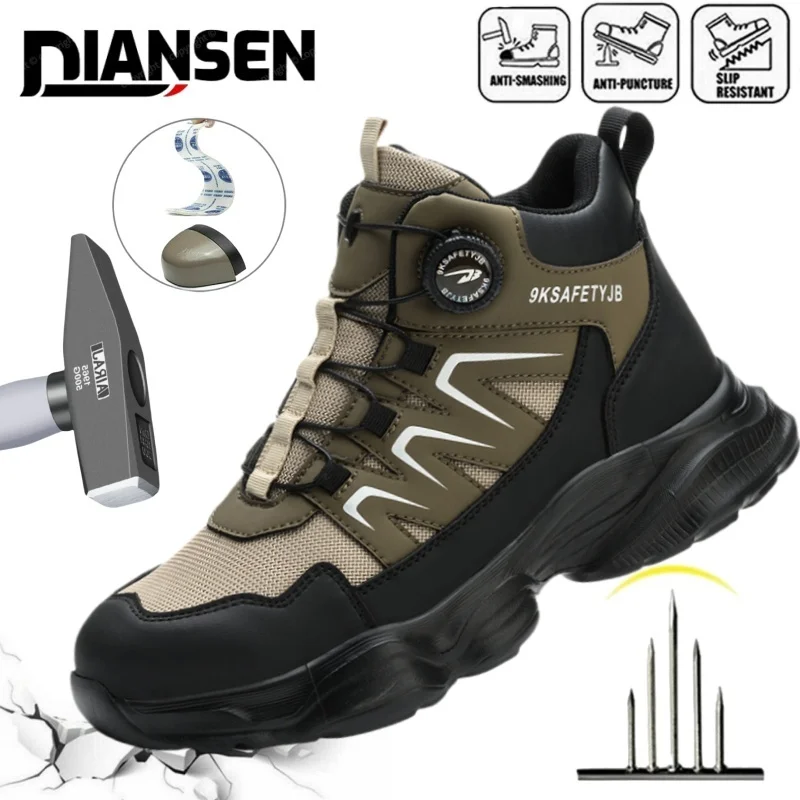 

Men Lightweight Safety Boots With Steel Toe Cap Anti-smash Work Sneakers Safety Shoes Men Indestructible Warehouse Work Boots