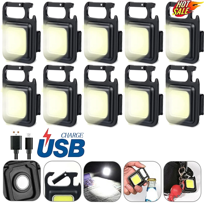 

Multifunctional Keychain Flashlight with 7 Modes, USB Rechargeable, Magnetic, with Bottle Opener, and Emergency Tools Camping