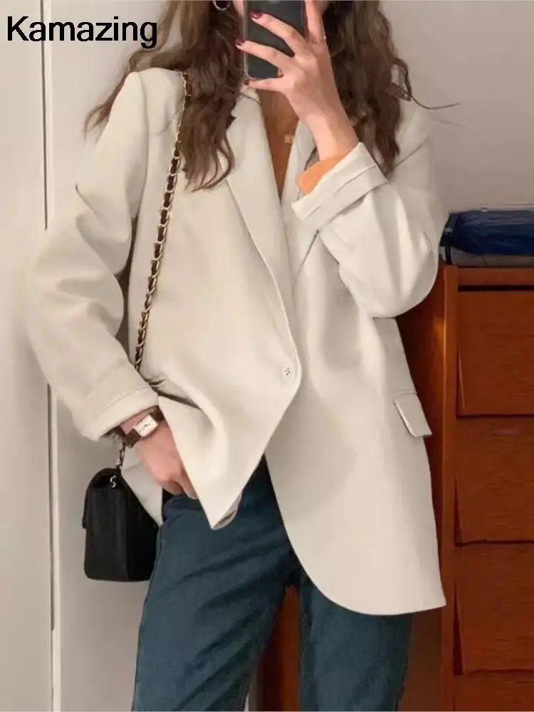 Moda coreana mujer Casual elegante Blazer chaquetas de manga larga Vintage Chic ropa de trabajo de negocios abrigos mujer ropa sólida nuevo