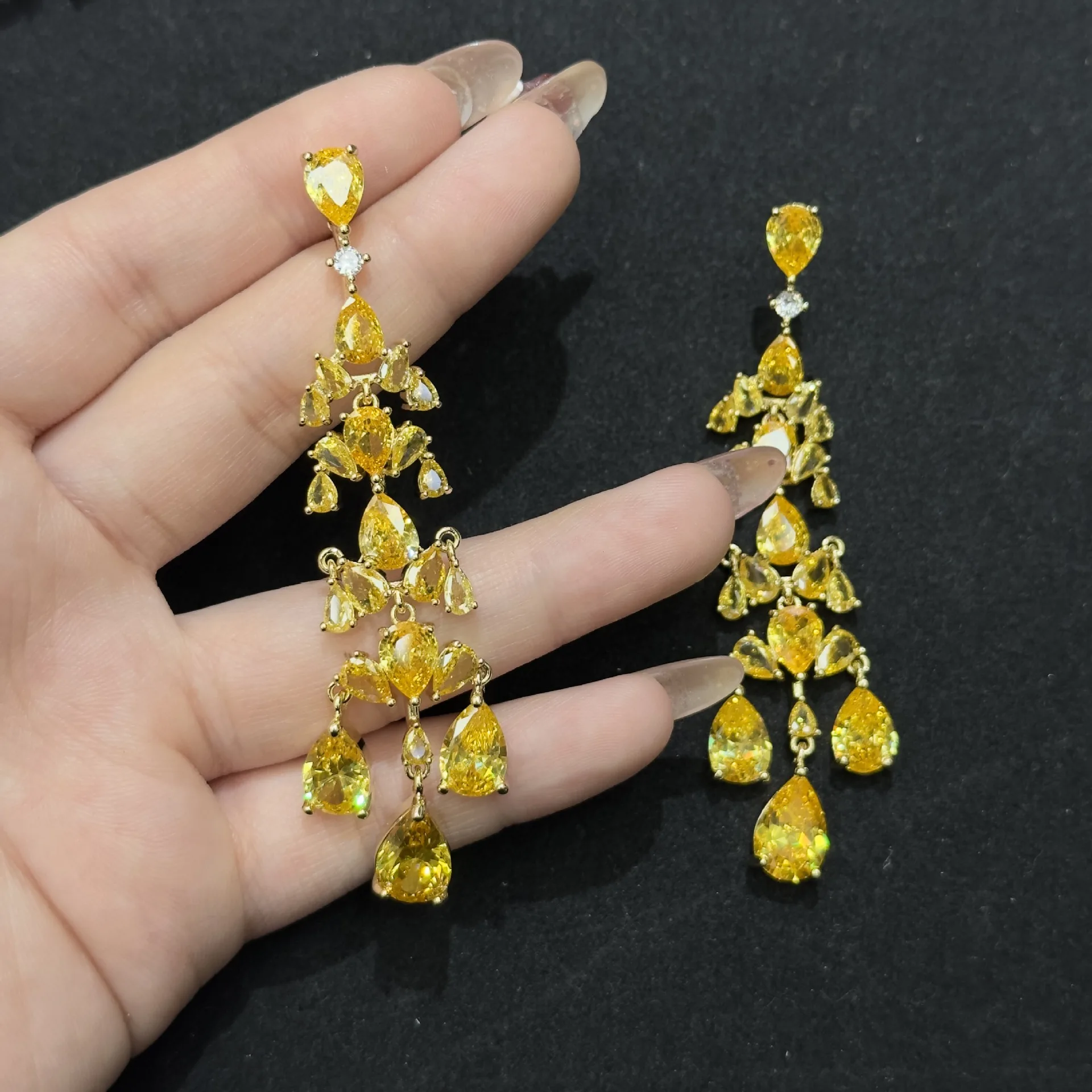 

flower leaf long earrings for women sweet cute jewelry yellow orange plant leaves dangling earrings party female gift