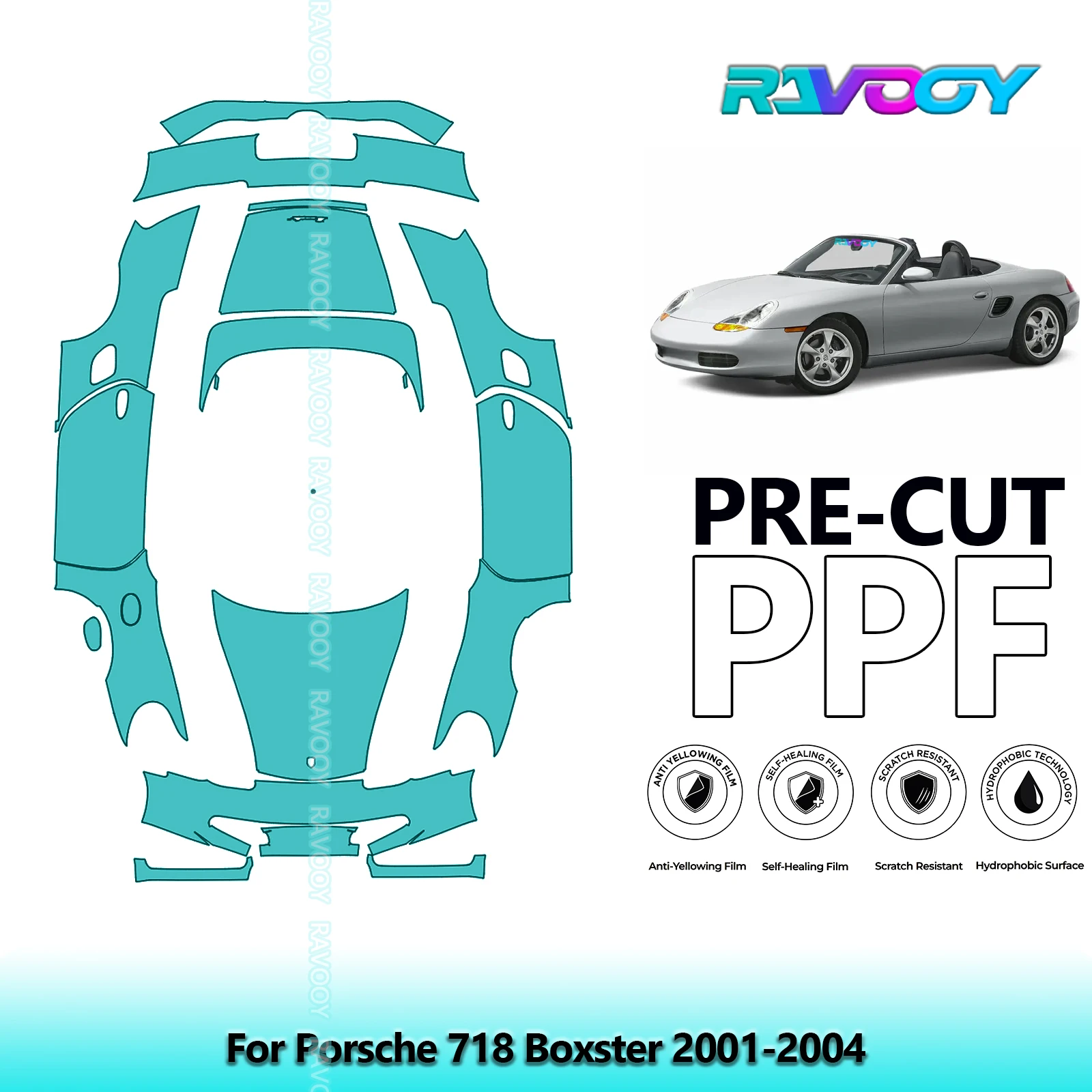 

8.5Mil Precut PPF Paint Protection Film Full Vehicle Clear Bra For Porsche 718 Boxster 2001-2004