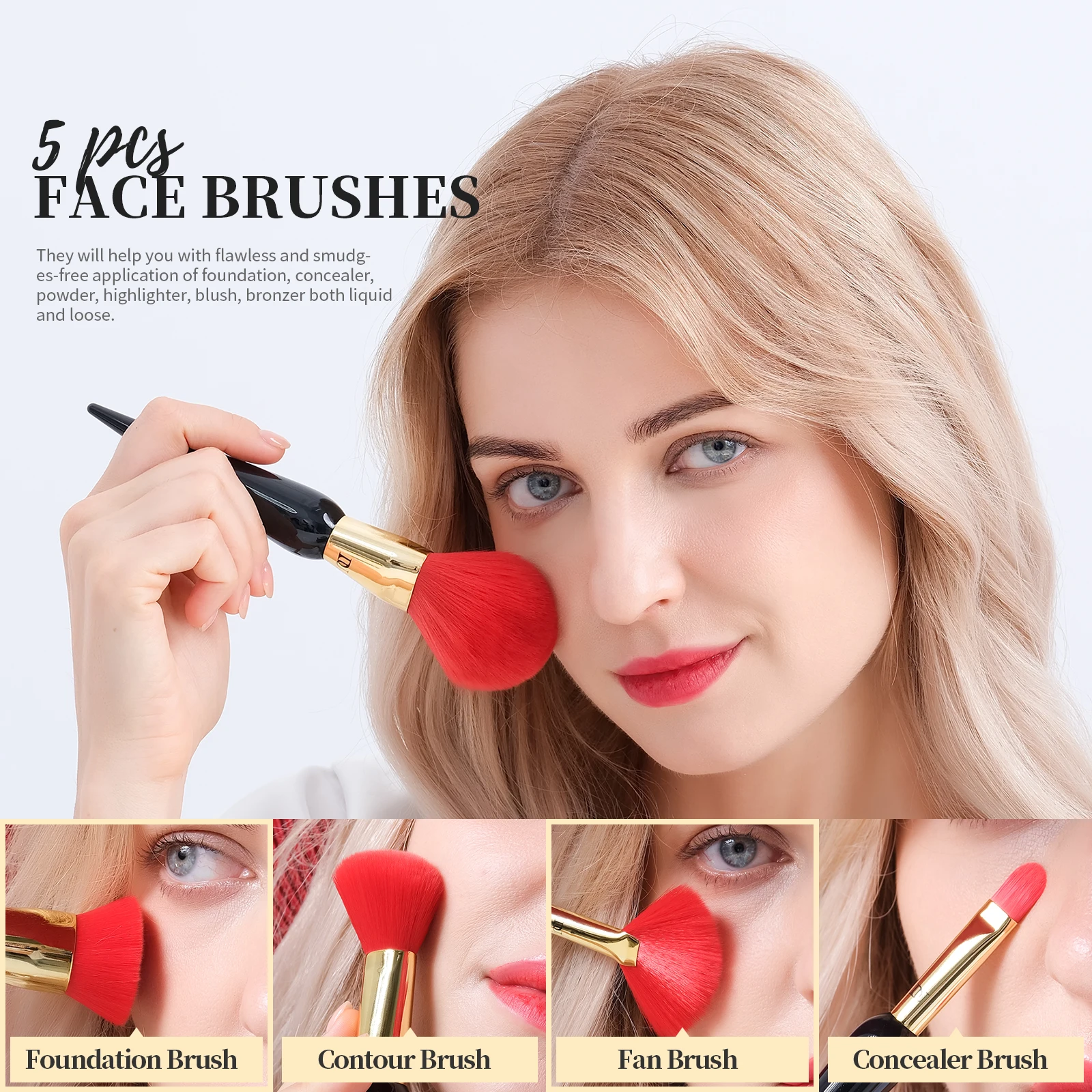 DUcare Makeup Brushes 12Pcs Professional Foundation Blending Face Powder Blush Eyeshadows Synthetic Hair Cosmetics Makeup Brush