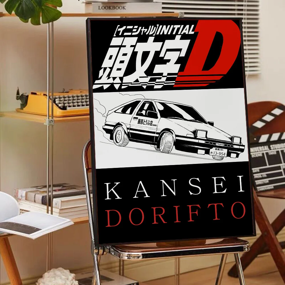 Japanese Racing Anime Initial D Classic Movie Posters Waterproof Paper Sticker Coffee House Bar Decor Art Wall Stickers