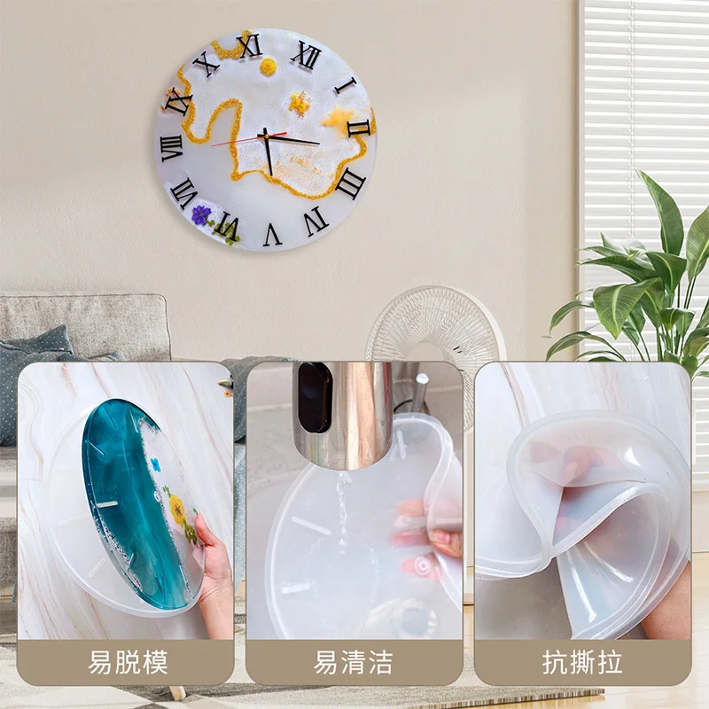 

Large Round Clock Resina Epoxy Transparente Molds Silicon Wall Decor Manualidades Room Hanging Ornaments Jewelry Making