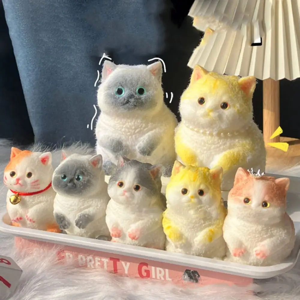 Novelty Slow Rebound Big Cat Doll Squeeze Toy Animal Cartoon Simulation Cat Squeeze Toys Colorful Soft Cat Fidget Toy Office