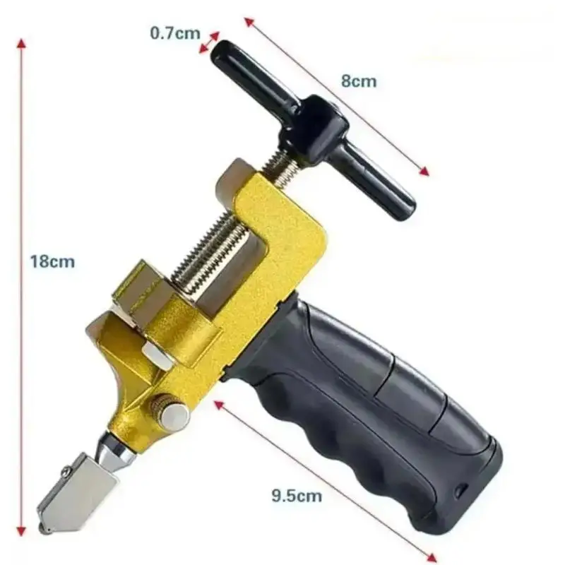 2 In 1 Manual Glass Tile Cutter Hand Tools Set with 2 Tungsten Steel Blades for Cutting Breaking Glass Ceramic Tile Glazed Tile