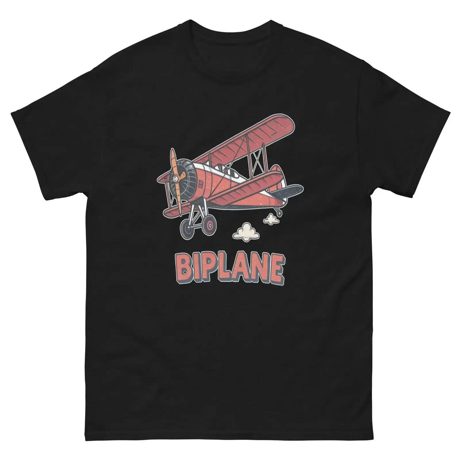 Biplane Transportation Vehicle Illustration T Shirt Image 1 of 2 vintage Washed graphic designer clothes Versatile Soft