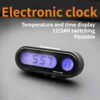 Mini Electronic Car Clock Time Watch Auto Clocks Luminous Thermometer LCD Backlight Digital Display Car Styling Accessories Gift