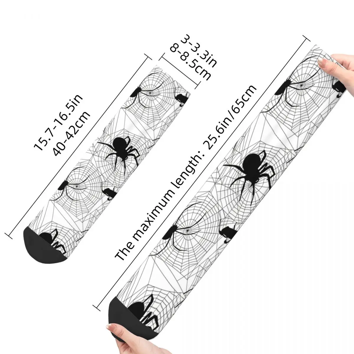 Funny Crazy Sock for Men Spider Web Pattern Hip Hop Quality Pattern Printed Crew Sock Novelty Gift