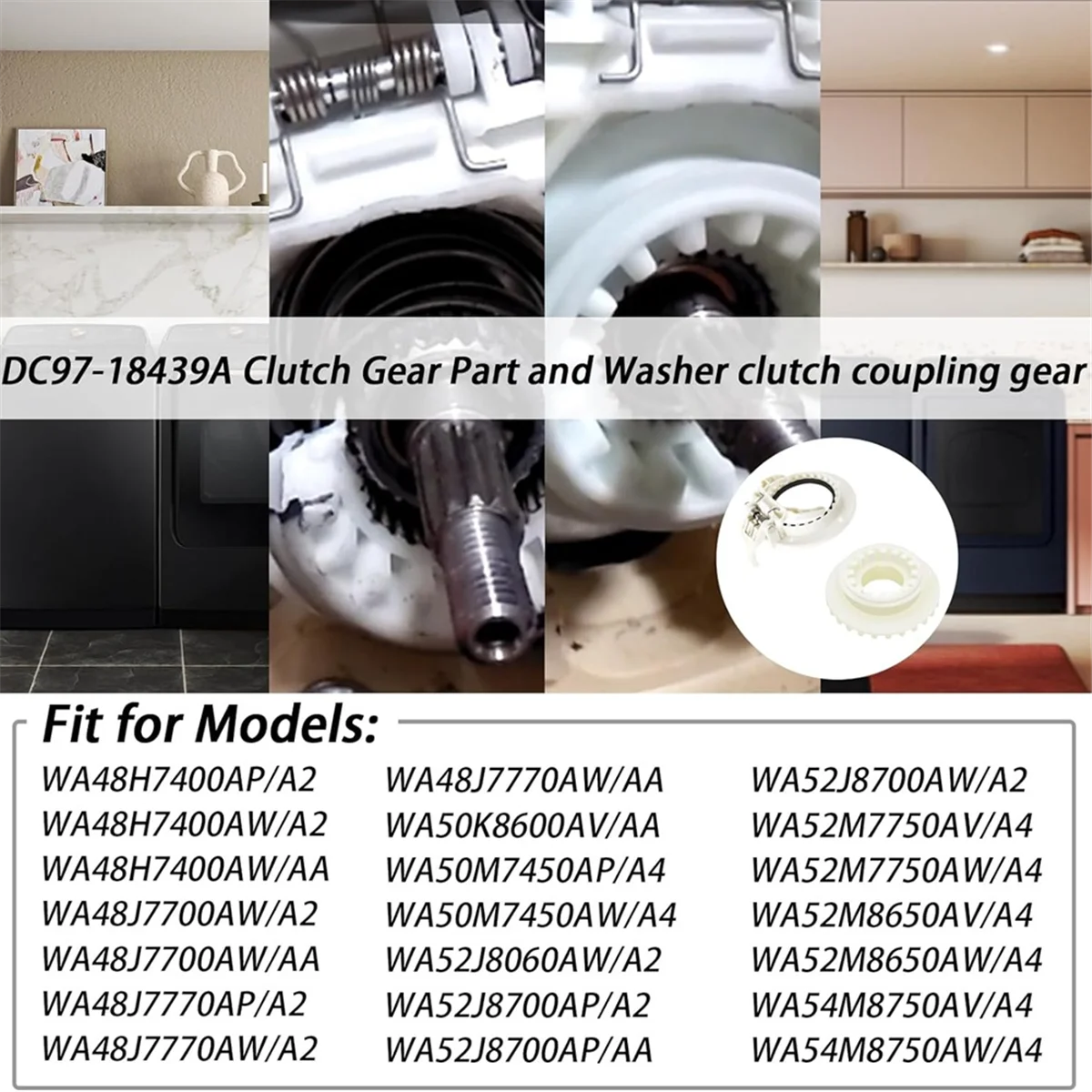 BISMZ Washer Clutch Gear Coupling Replace DC97-18439A for Samsung Clutch Gear Part WA54M8750AV/A4 WA54M8750AW/A4