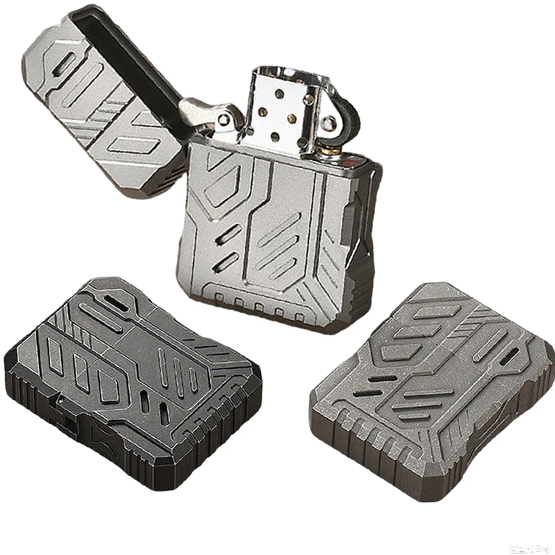 

Титановая зажигалка Mech EDC, тонкая масляная зажигалка для мужчин, мини-броня, дизайн, ветрозащитный подарочный набор в винтажном стиле с упаковкой в коробке