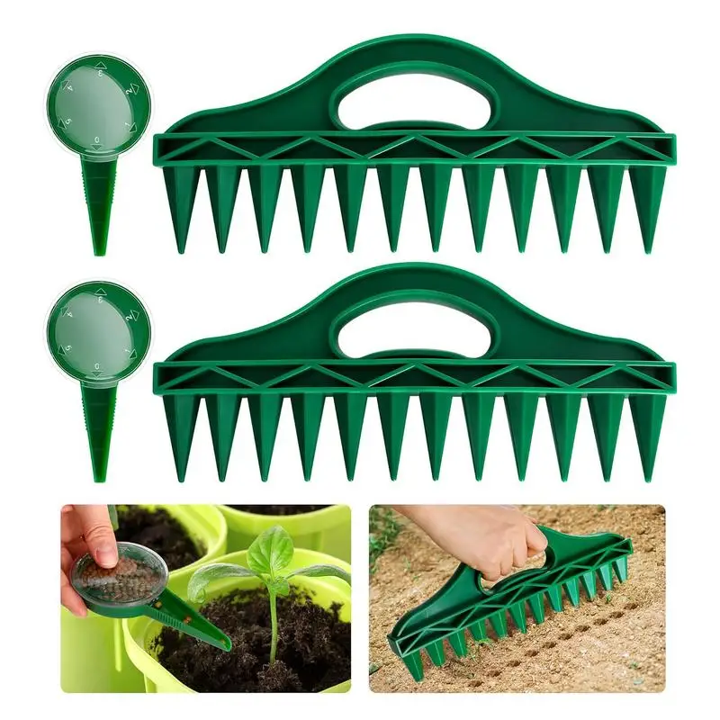 

12 Holes Seed-in Soil Digger Planter Garden Seed Spacer with Adjustable Seeds Dispenser for Planting Seeds and Bulbs