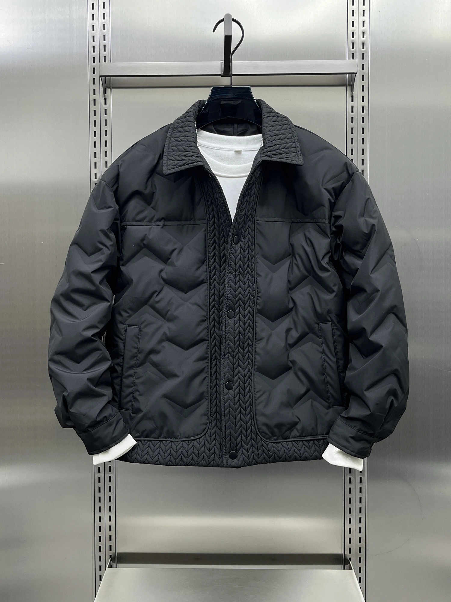 

Модная молодежная укороченная куртка-пуховик для мужчин с воротником, легкая, с комбинированными вставками, осенне-зимняя, стильная брендовая пуховая куртка, верхняя одежда