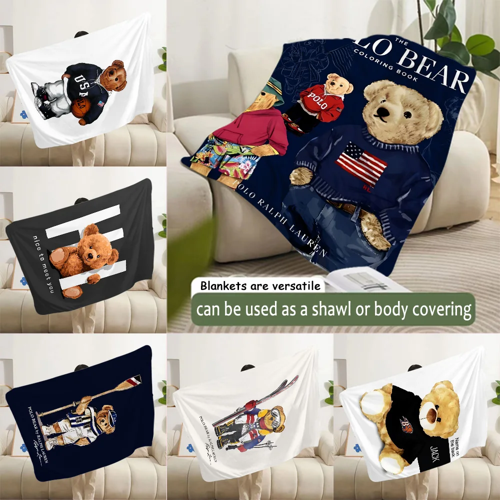 Fashion Brand Polo Bear Printed Blanket Picnic Blankets Warm Blanket Soft and Comfortable Blanket Home Travel Birthday Gift