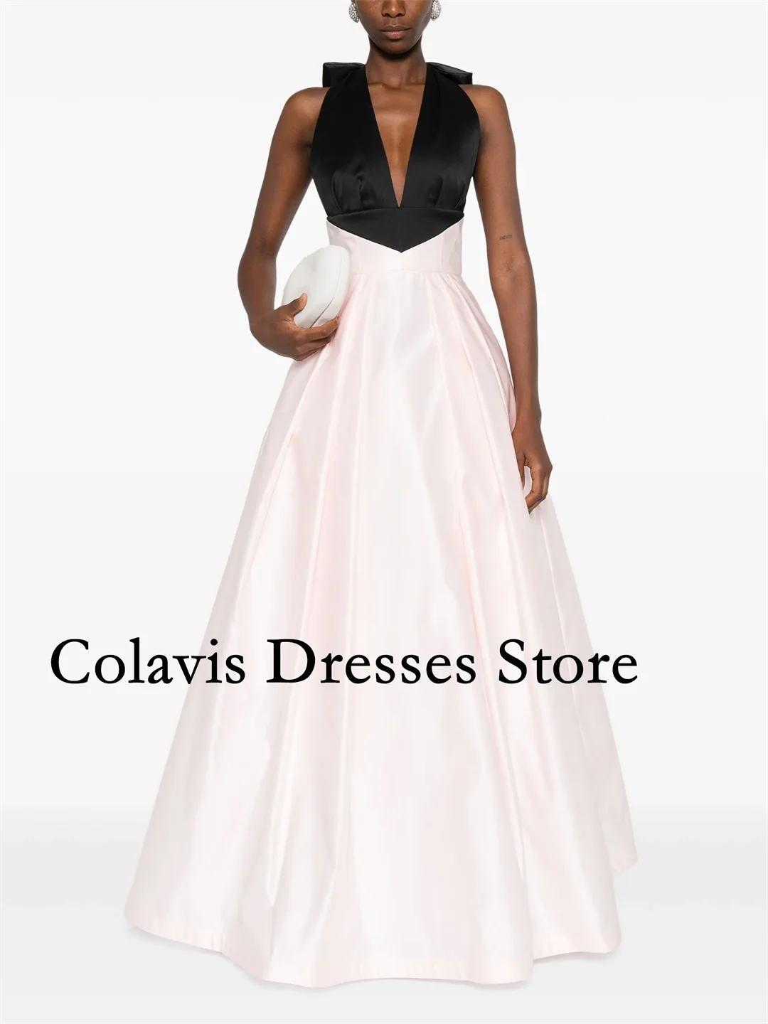 

2025 Индивидуальные атласные платья для выпускного вечера без рукавов с лямкой на шее и бантом на спине, вечернее платье, женские вечерние платья, вечернее платье