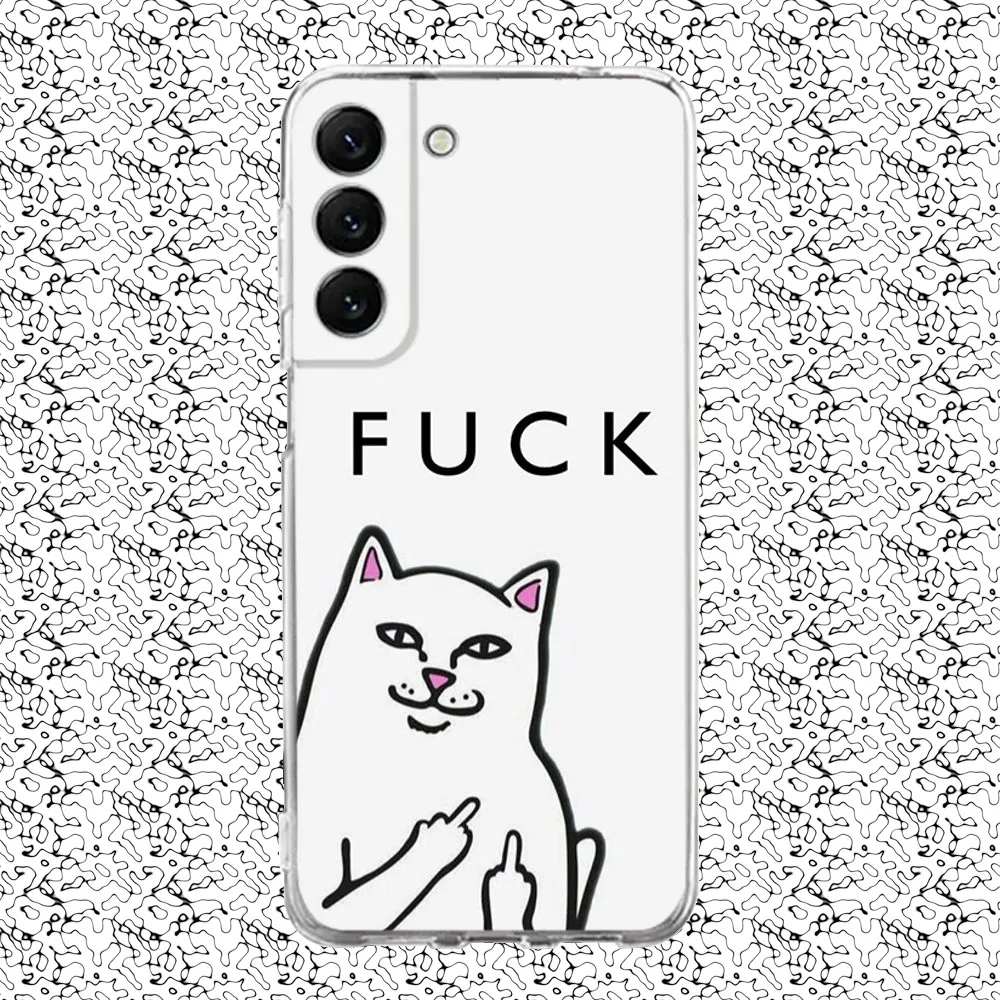 Funny R-Ripn-dips Cat Phone Case Silicone For Samsung S30,S23,21,22,20 Ultra,S20 FE lite,S10,9,PIus Note20ultra Cover Clear