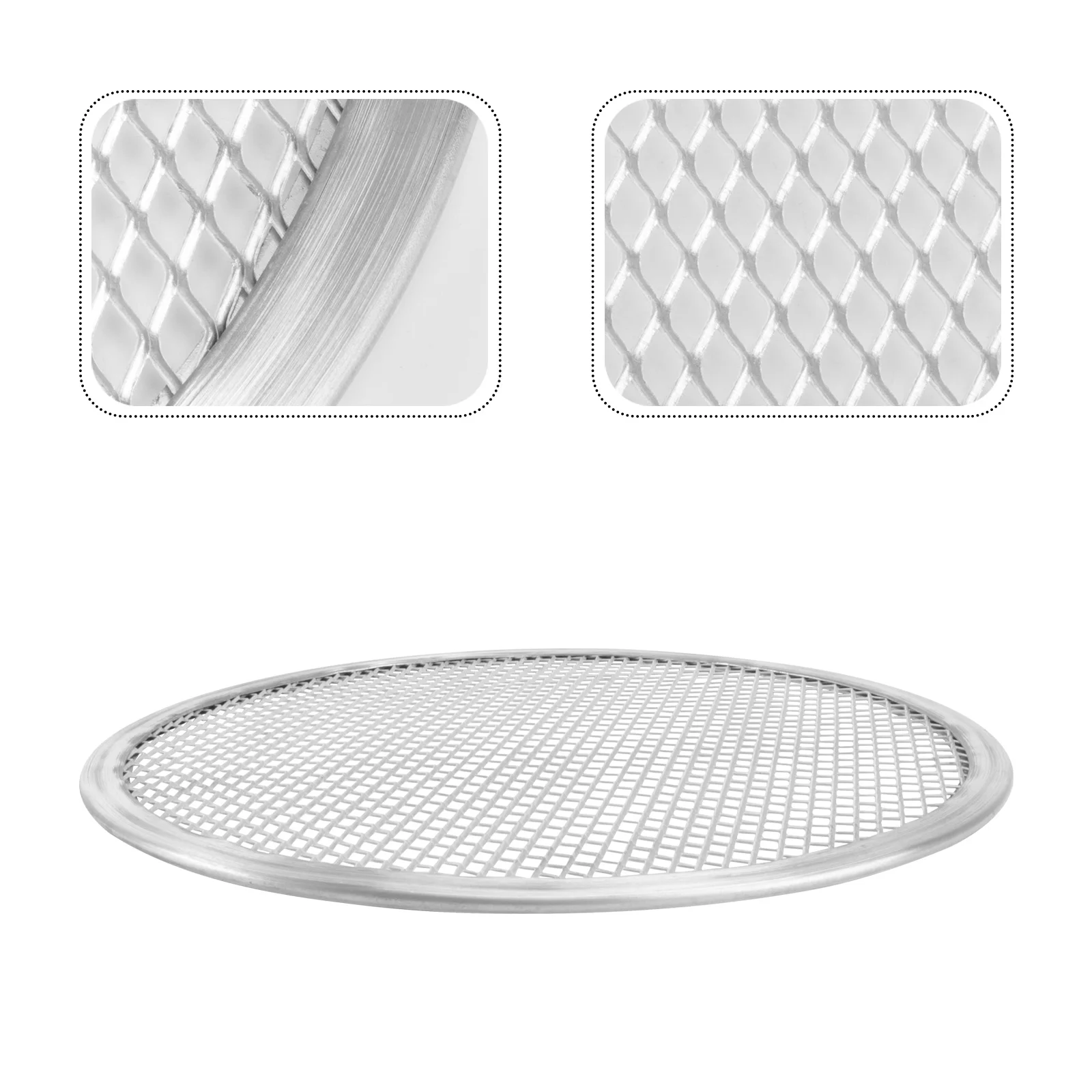 

Round Pizza Pan with Holes Pizza Screen Round Mesh Stainless Steel Bakeware Silver Baking Non-stick Tray