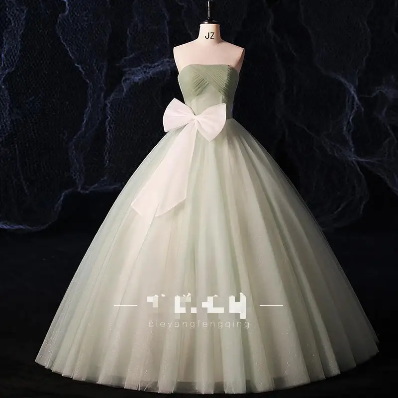 

Custom Strapless Green Quinceanera Dress 2023 New Vestidos De Fiesta Noche Largos Women Long Elegant Party Prom Gowns Plus Size