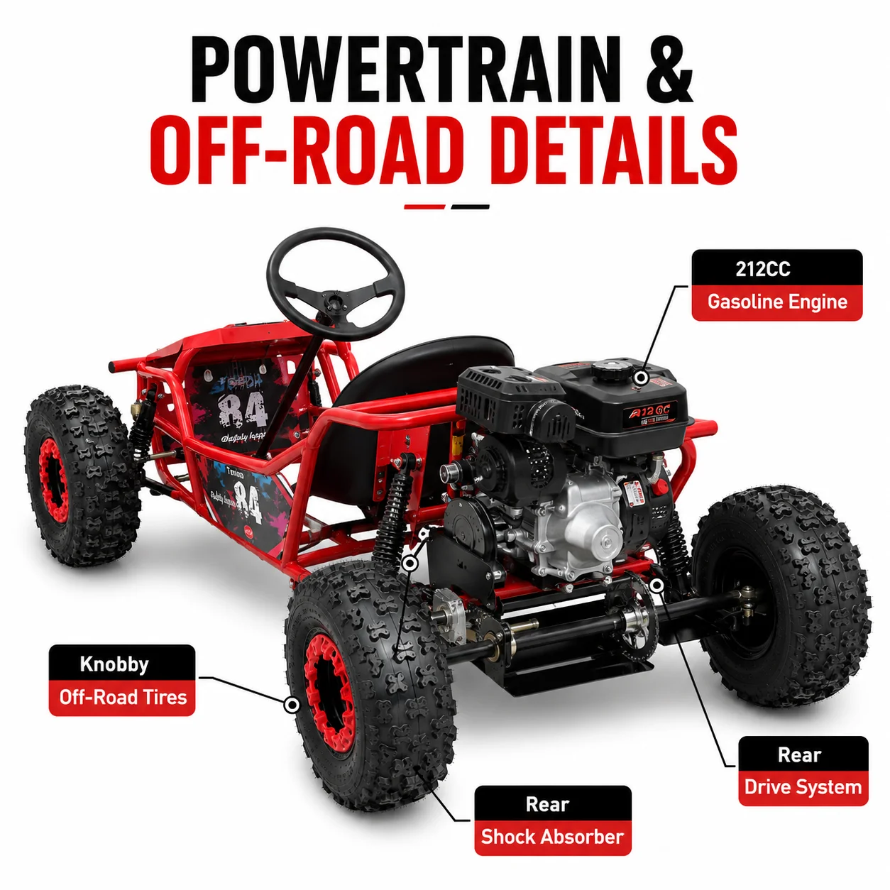 Gas Go Kart 212CC, 4 Stroke Al - đánh giá và giá Kids Outdoor Vehicles