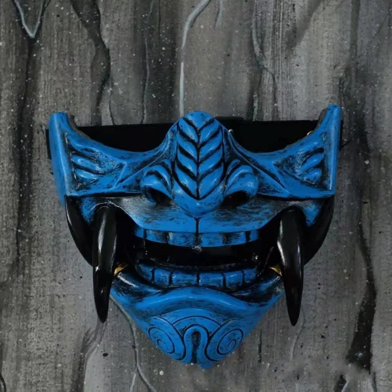 Japão Lenda Hannya Metade do Rosto Máscara De Látex Cosplay Horror Prajna Demônio Samurai Evil Killer Halloween Masquerade Festa Traje Prop