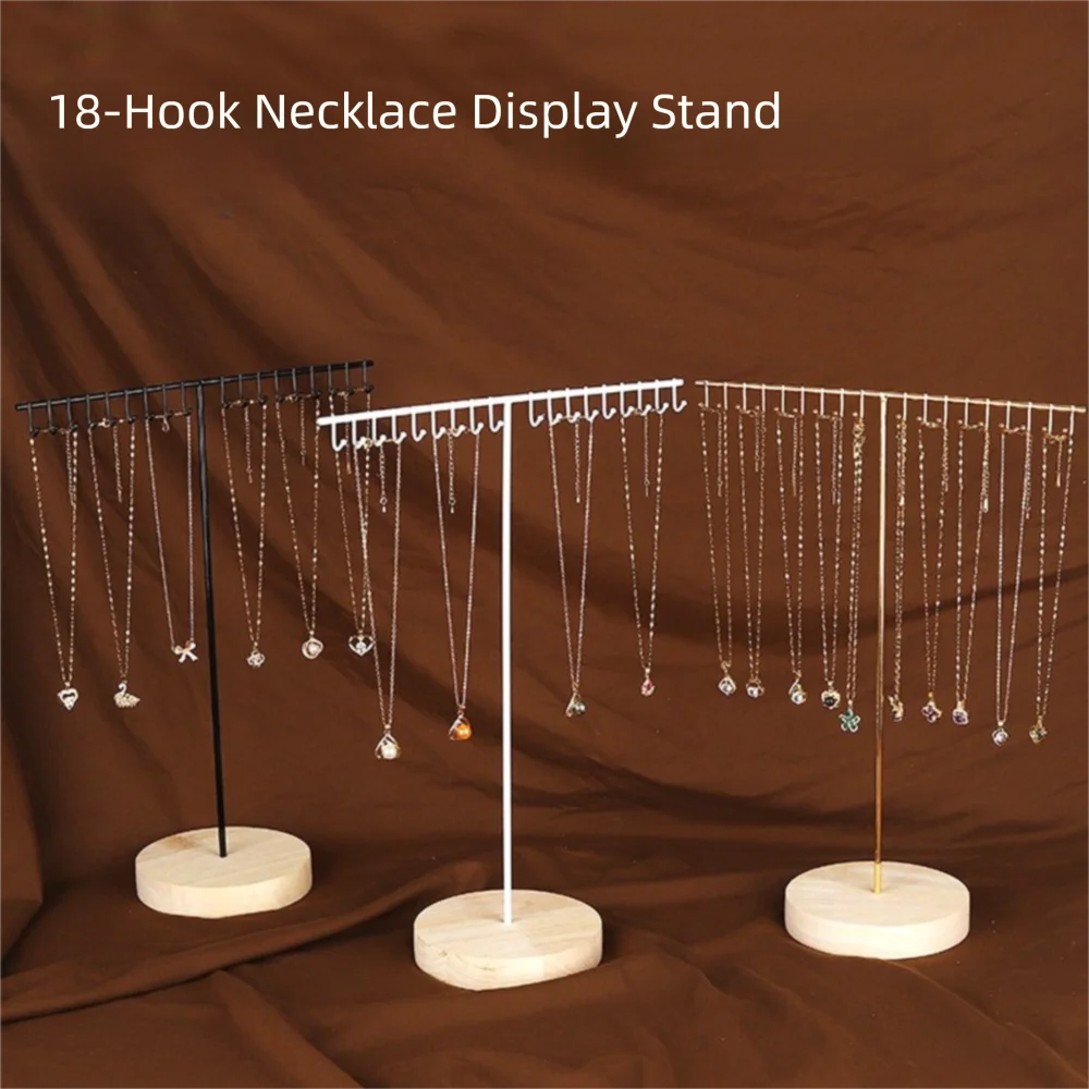 

T-shaped Storage Rack with Wood Base Space Saving Jewelry Organizers Stand Multipurpose Bracelet Holder Home Accessories