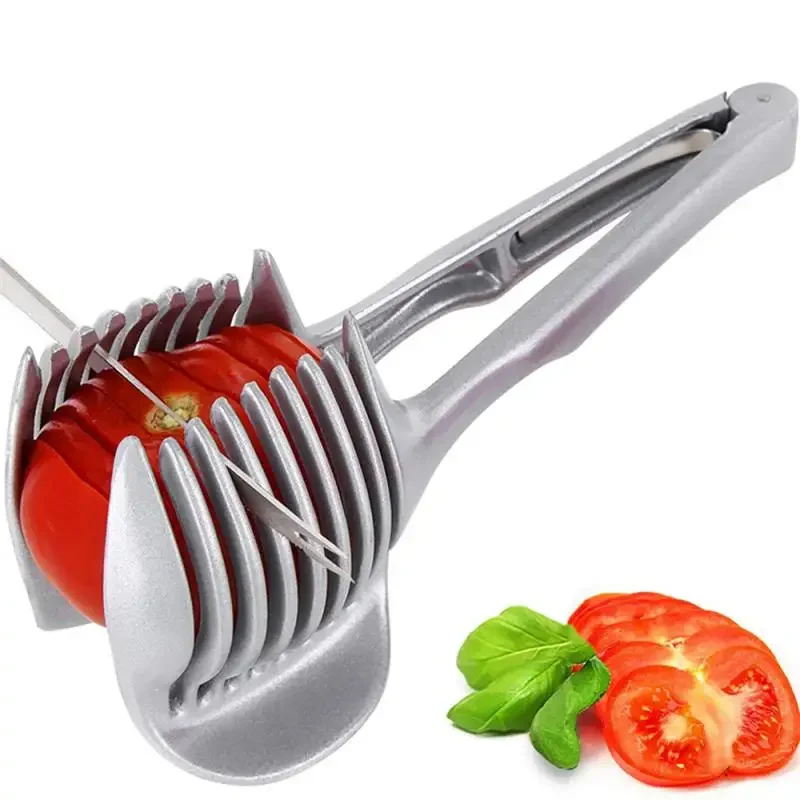 Handy Stainless Steel Onion Holder Fruit Vegetable Slicer For Slicing Lemon Potato Egg Tart Cake Clip Kitchen Tools Accessories