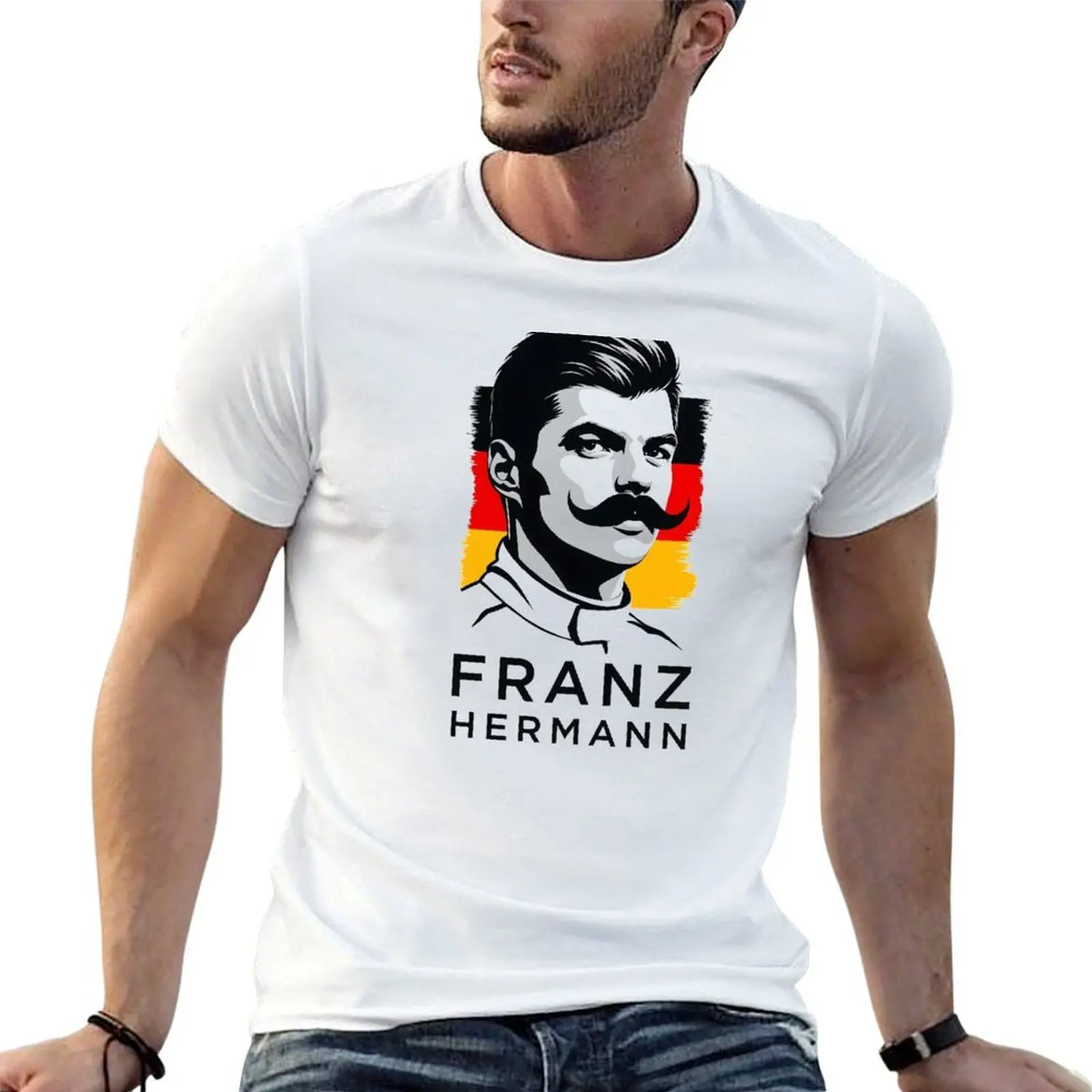 

Franz Hermann F1 Art - Illustrated Portrait with German Flag Motorsport Design T-Shirt t shirt man casual T-Shirt