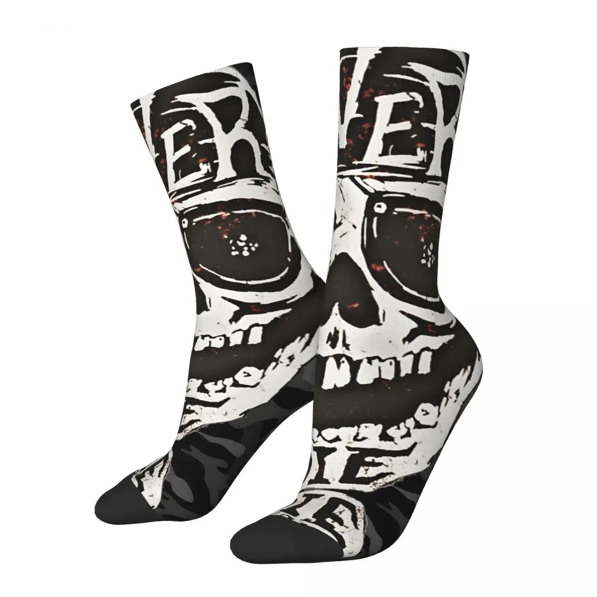 Crazy compression Fun Sock for Men Harajuku N-Never Say Die Seamless Pattern Crew Sock Novelty