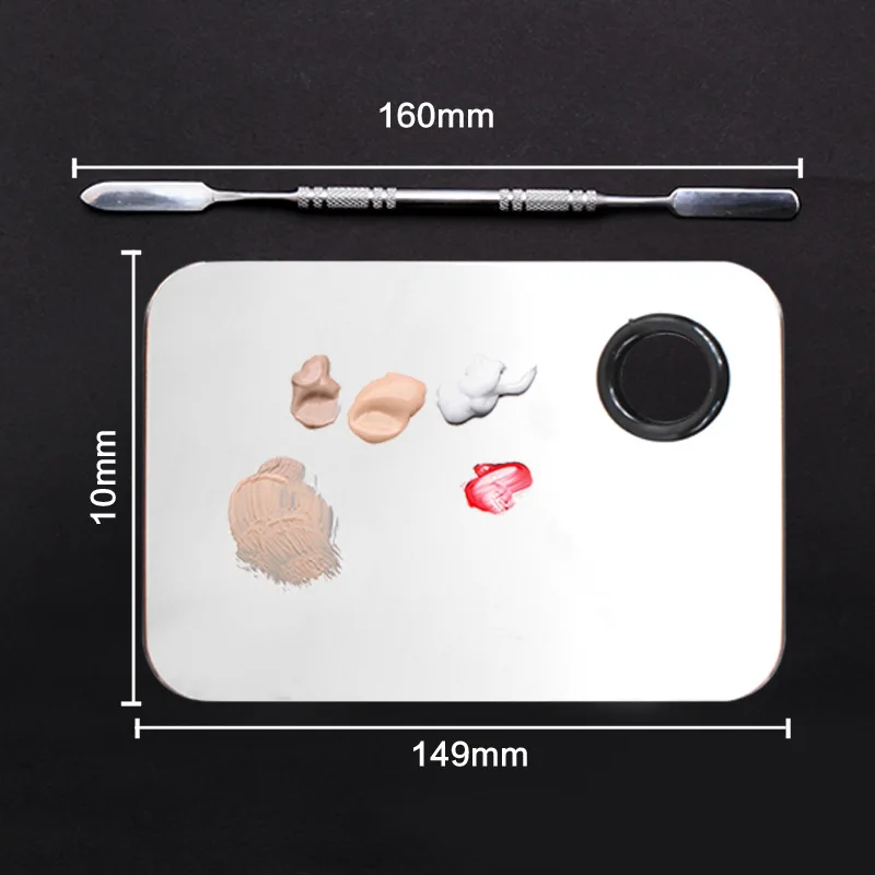스테인레스 스틸 메이크업 믹서 네일 아트 폴리쉬 믹싱 플레이트 파운데이션 아이섀도우 믹서 팔레트 스패출라 포함2027