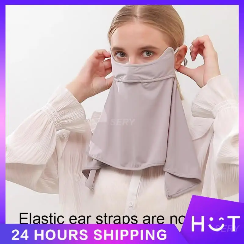 Ice Silk Mask Lightweight 39g Uv-anti Veil Sunshade Mask Sunscreen Mask Soft Ice Silk Veil Ear Hanging Facemask Quick To