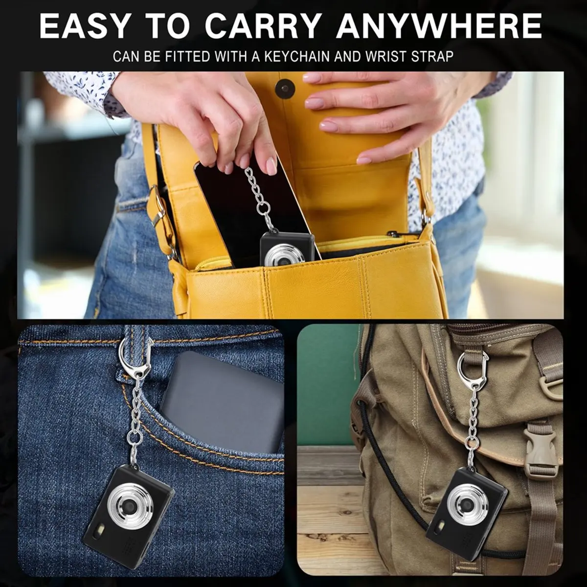 

CANING-1080P мини-брелок для цифровой камеры 0,96 дюйма, портативная ПЗС-видеокамера, камера для студентов, путешествий, учебы, записи, черный цвет