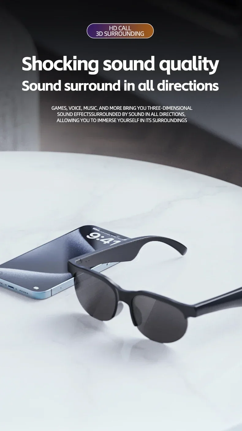 Lenovo KI-Smart-Brille mit KI-Übersetzung, Bluetooth-Konversation, Aufnahme, Musikwiedergabe, Smart-Sonnenbrille für Erwachsene, Neu 2026 – Detail 11