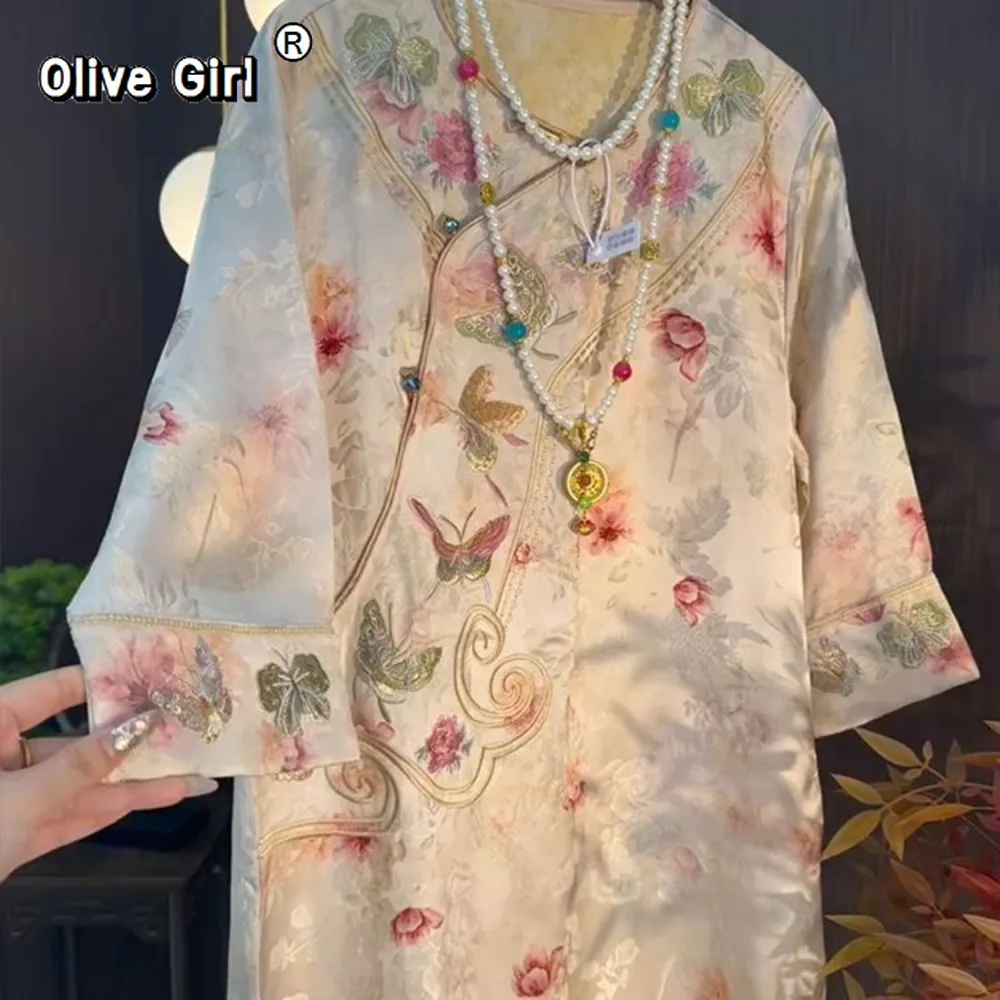 

High End Cheongsam Dress Qipao Embroidered Flower Dress for Women's Clothing Summer 2026