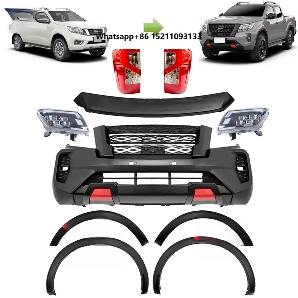 Car Front Facelift Bumper Grille Bodykit for 2016+ Ni-ssan Np300 Upgrade to Navara 2021 Body Kit